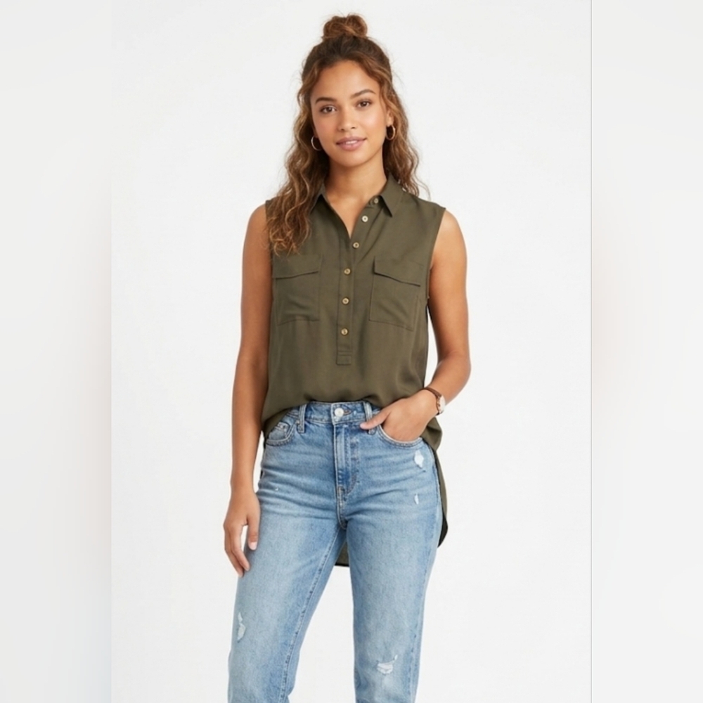 ✨ Jones New York Signature Olive Green Sleeveless Top | Size XL 🌿